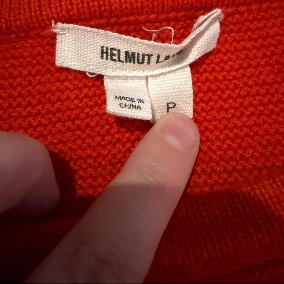 Suéter de punto grueso Helmut Lang para mujer talla XS rojo dobladillo alto bajo Foto 3 de 4