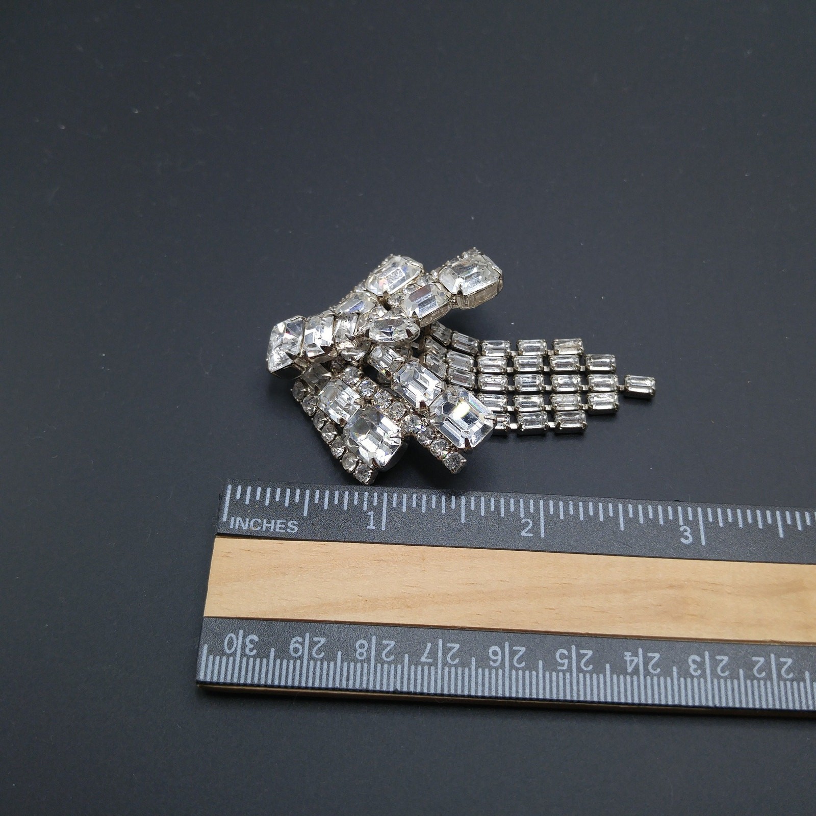 Unsigned Kramer Dragonfly Brooch, Clear Rhineston… - image 8