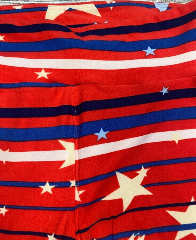 Leggings Lularoe Estrellas Rayas Rojo Blanco Azul Mujer Talla Única OS Patriótico D62 Foto 4 de 4