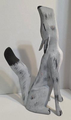 Rare 1990 Wood Carving DUANE ALVAREZ Coyote New Mexico Signed Folk Art