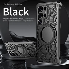 For Samsung S25 Ultra S24 Ultra Magnetic Ring Stand Metal Armor Borderless Case