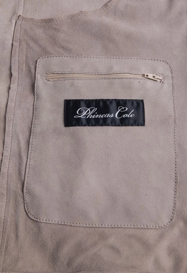 Brand New With Tags Phineas Cole by Paul Stuart  Gray Suede Zip Front Jacket - Image 2 of 4