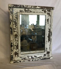 VTG Metal Wall Mount 15x18 Shabby Mirror Medicine Cabinet Chic Old 1356-25B