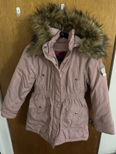Weatherproof Pink Parka Jacket Faux Fur Coat Trim Light Pink Hooded Medium