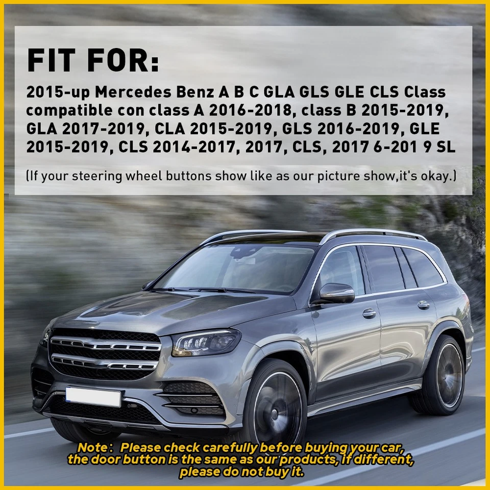 Cubierta de botón de volante negra para Mercedes Benz A B C GLA GLS GLE CLS Foto 4 de 4