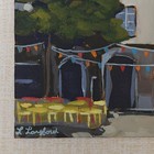 Original European Street Scene Painting Cafe Courtyard 8x8 Acrylic Art — photo 2