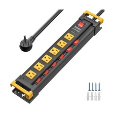 6 Outlet Heavy Duty Power Strip with Individual Switches, 3300J Sur... Fast Ship