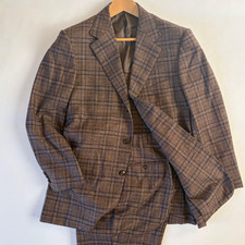 Ermenegildo Zegna 90s Wool Cashmere Suit Set Brown Check Italy Size 48