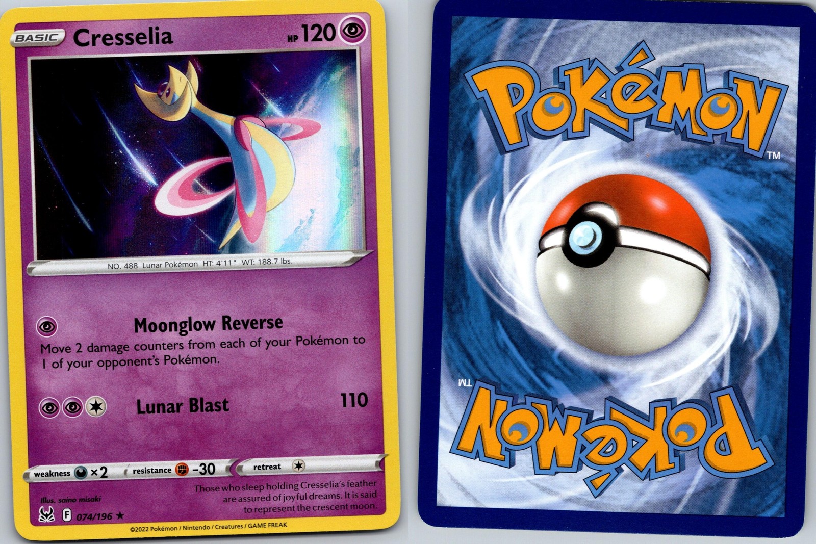 CRESSELIA POKEMON LOST ORIGIN 074/196 RARE NM/M HOLO HOLO