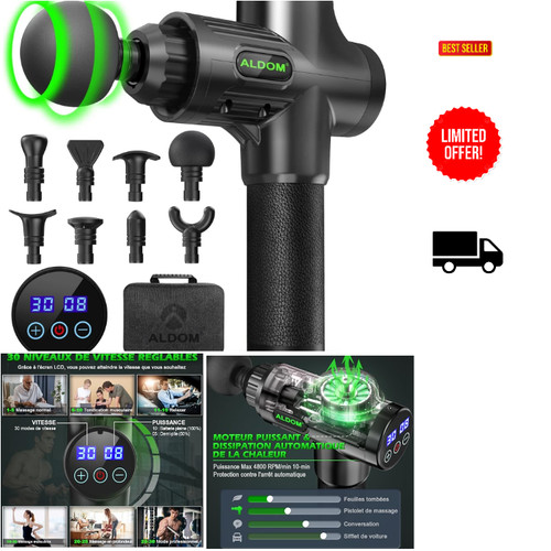 ALDOM Massagepistole 30 Stufen 8 Köpfe