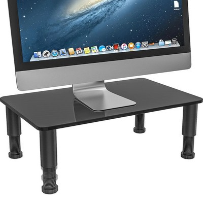 Glass Computer Monitor Stand Riser with Height Adjustable Multi Media Desktop