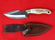 Hen & Rooster HR-4901 Hunting/Skinner Knife with Leather Sheath Antler Handle
