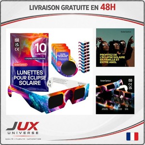 Lunettes éclipse solaire 10 pièces Filtre ISO 12312-2 CE Smartphone