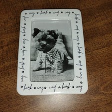 Picture Frame for your Dog Friend. Ceramic. Black  White. Bark, Wag, Woof