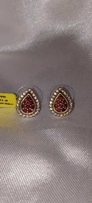 USA ABGEBAUT Ameisenhaufen Granat Träne Ohrringe, Zirkon, Sterlingsilber, Neu mit Etikett & Box