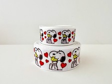 Snoopy and Woodstock Valentine Hearts Grosgrain White Ribbon - Multiple Widths