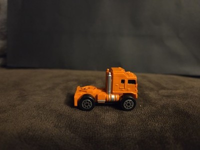 1988 Road Champs Semi Tractor Truck Orange Micro Mini Die Cast Toy Car Vehicle