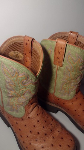Twisted X Ostrich 6.5 M leather Green Mid-shaft western cowgirl boot *104 - Picture 3 of 5