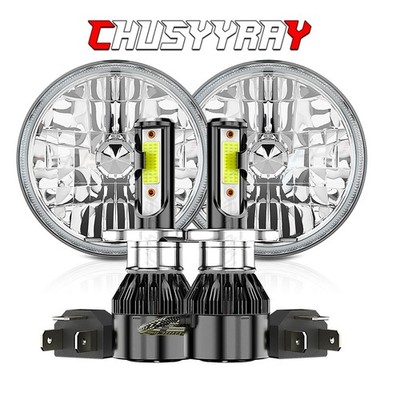 Pair Fit For Ford Bronco 1966-1977 7'' Round LED Headlights   Projector
