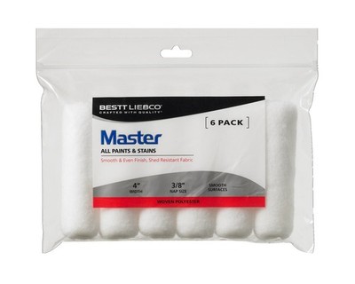 559437600 Master Non-Bubbling White Woven Mini Roller, 6 Pack, 4 inch x 3/8 inch
