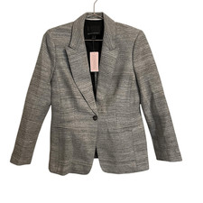 Banana Republic Single Button Boucle Wool Blend Blazer Gray 6P NWT