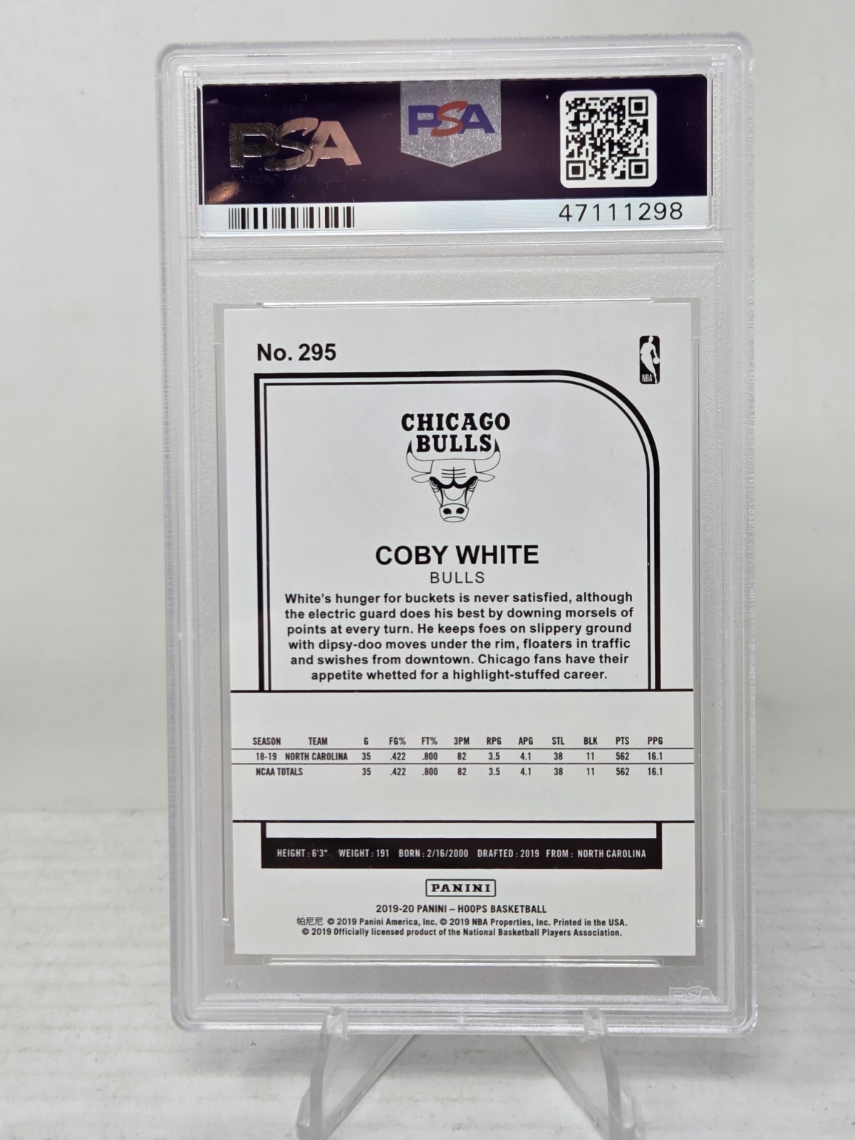 2019 Hoops COBY WHITE Rookie Card Winter PSA 10 Gem Mint view 2