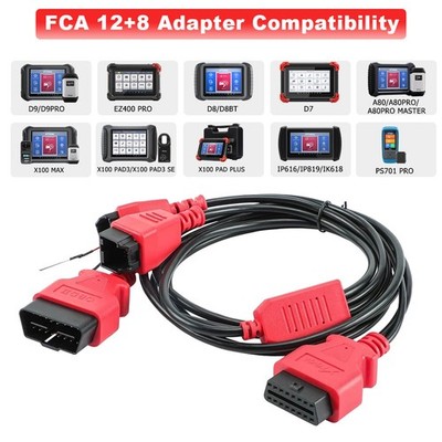 XTOOL FCA 12+8 Connector Cable for Chrysler Work X100 Pad3 A80Pro D7 D8 D9
