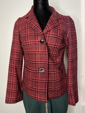 Talbots 2 Petite Red Black Plaid Blazer Wool Blend NWT MSRP 169