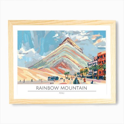 Regenbogen Berg Kunstdruck gerahmt Wandbild Poster Leinwanddruck Bild