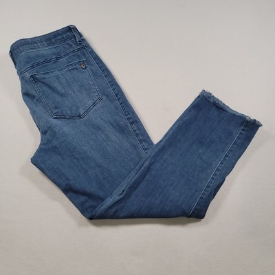 Democracy Jeans Womens Size 12 Ab Solution Skinny Frayed Raw Hem Distressed Blue