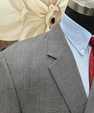 50/52R Jos A Bank Suit Jacket Sport Coat Blazer Gray Black Glen Check Plaid