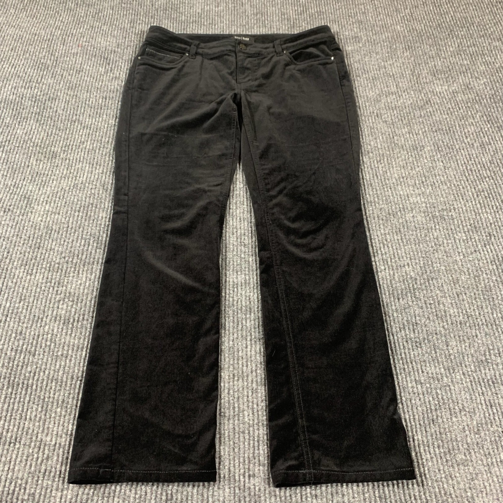White House Black Market Jeans Womens 8 Black Noir S Slim Leg Velour Low 34x29