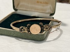 Antique Victorian Gold Filled GF Flora Monogram Bangle Bracelet 12.4g