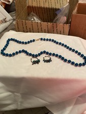 Women  s Turquoise Beaded Necklace With Matched Earrings