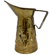 Vintage 6-1/2" Brass Embossed with Dutch Scene Pub Pitcher Made in England