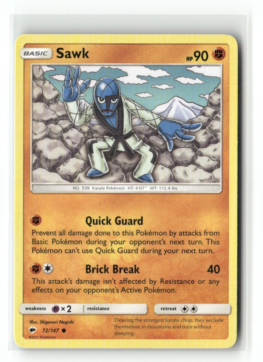 Sawk 72/147 Common Burning Shadows Pokemon Near Mint