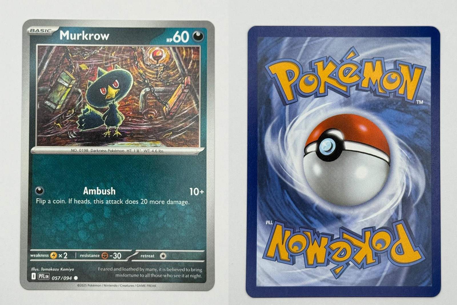 Murkrow 057/094 Common Phantasmal Flames Pokemon Lightly Played