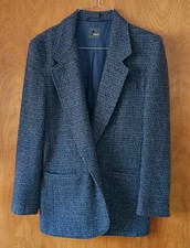 Vintage Liz Claiborne Liz Wear Wool Blend Blue Blazer Jacket Size 4