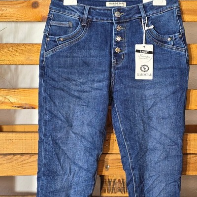 KAROSTAR DAMEN JEANS DENIM COLLECTION BAGGY BLUE  HOSE Gr. 38 BIS 48 TOP AKTUELL