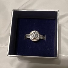 Weißgold runder Diamant Halo Verlobungsring/Ehering Set Damengröße 9