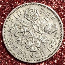 1959 Lucky Sixpence Coin 6p Queen Elizabeth II~CHRISTMAS PUDDING CHARM