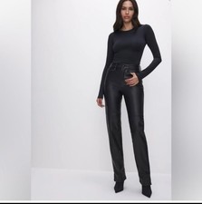 Good American Good Boy Bootcut Faux Leather Pants Black Women 2 / 26 Holiday NYE