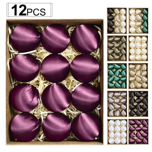12pcs 6cm Satin Christmas Ball Xmas Tree Pendant Festive Atmosphere - Picture 11 of 27