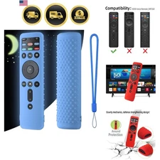 Remote Cover Silicone Case for Smart TV Remote with Lanyard Glow Blue