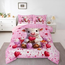Romantic Cartoon Animals Bedding Set for Boys Girls,Happy Valentine's Day All...