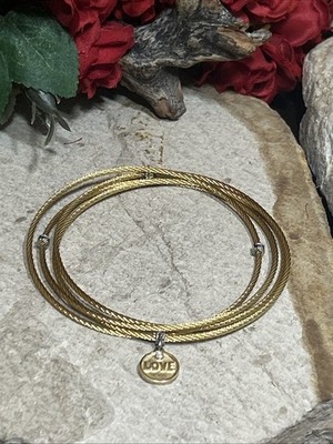 39. ALOR 18K 750 LOVE Diamond steel Micro cable Two Tone Bracelet 7 1/2'', 10g
