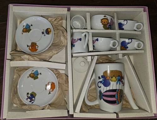 Children’s Porcelain Tea Set Neiman Marcus W. Germany Hot Air Balloon Animal VTG