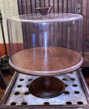 VTG Wooden Cake Stand - Clear Plastic Dome W/...