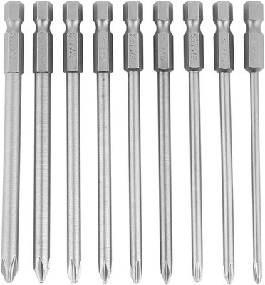 9 Stück PH1 PH2 Kreuzschlitz Schraubendreher Bits aus S2 Stahl mit 100 mm Sechsk