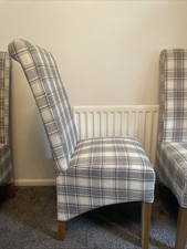 Grey/Cream Checked Dining Chairs Set Of 4 from Wayfair Excellent Condition 